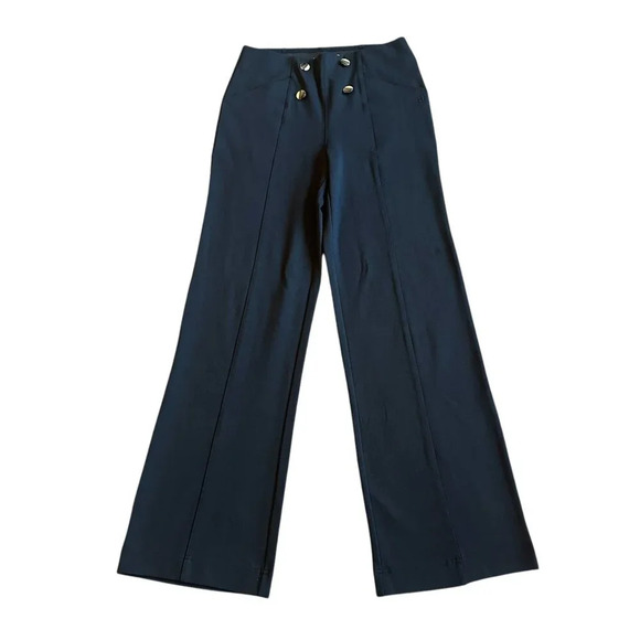 Betabrand Pull On Black Pants Wide Leg Button Detail Office Size Small Petite - Picture 1 of 10